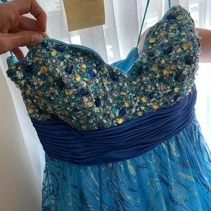 Jovani Blue Beaded Prom Ballgown